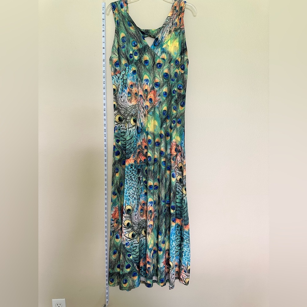 Peacock feather print maci dress